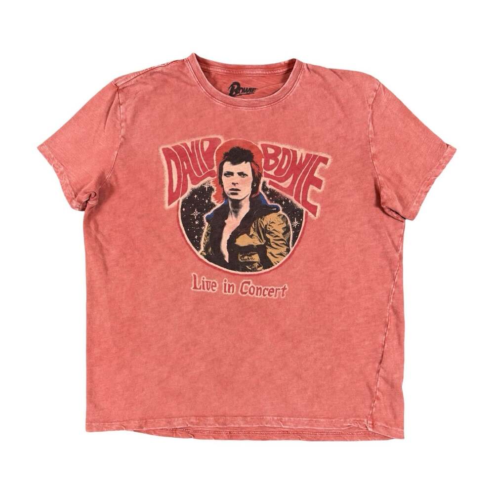 Lucky Brand David Bowie Vintage Style Live in Concert Graphic T-Shirt Red XL